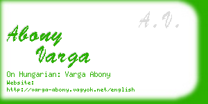 abony varga business card